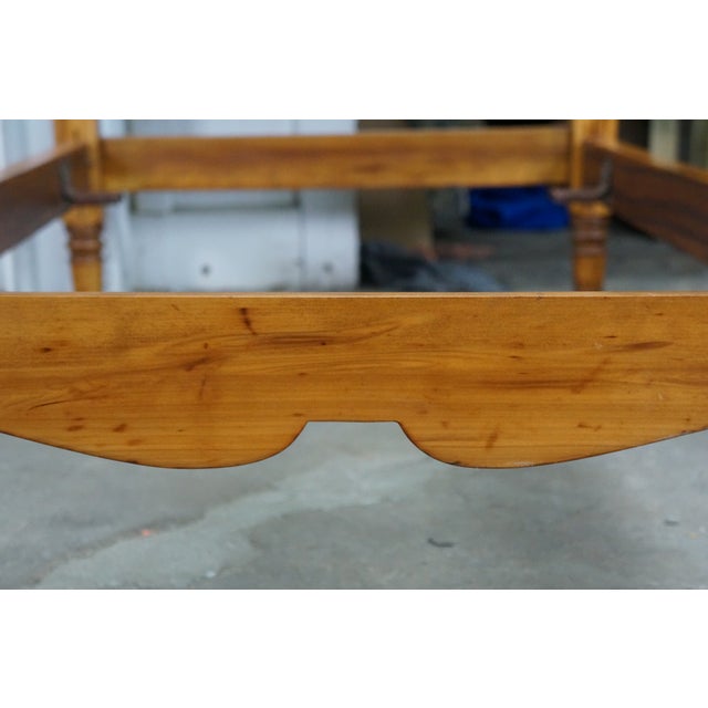 Wood 2 Vintage Early American Colonial Style Solid Maple Twin Cannonball Poster Beds For Sale - Image 7 of 18