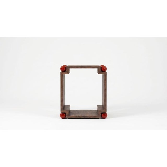 Contemporary Muladhara Side Table in Walnut and Birch Spheres by Auste Ost For Sale - Image 3 of 8