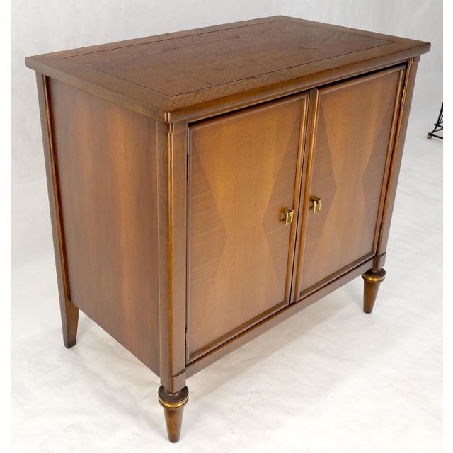 Turned Legs Two Doors Fitted Drawers Diamond Inlay Brass Hardware Bachelor Chest For Sale - Image 13 of 15