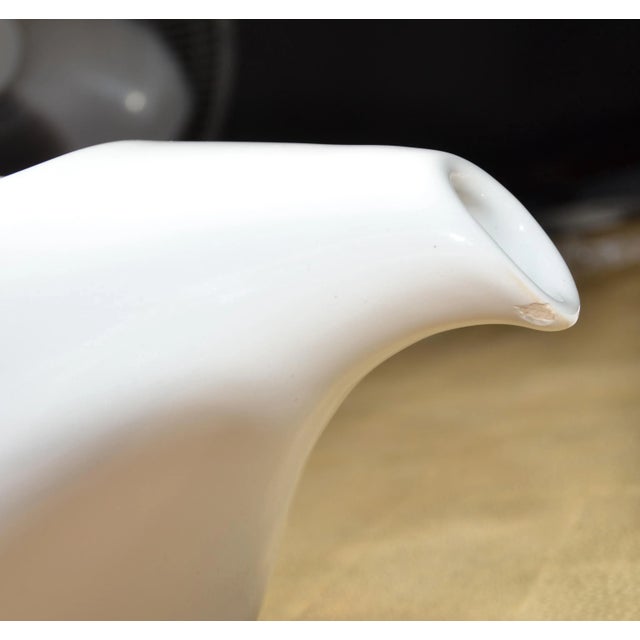 1980s Arts and Crafts White Brown Ceramic Tea Pots- Set of 2 For Sale - Image 11 of 12