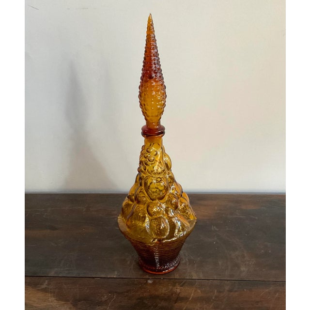 Mid 20th Century Vintage Italian Empoli Amber Glass Decanter For Sale - Image 5 of 11