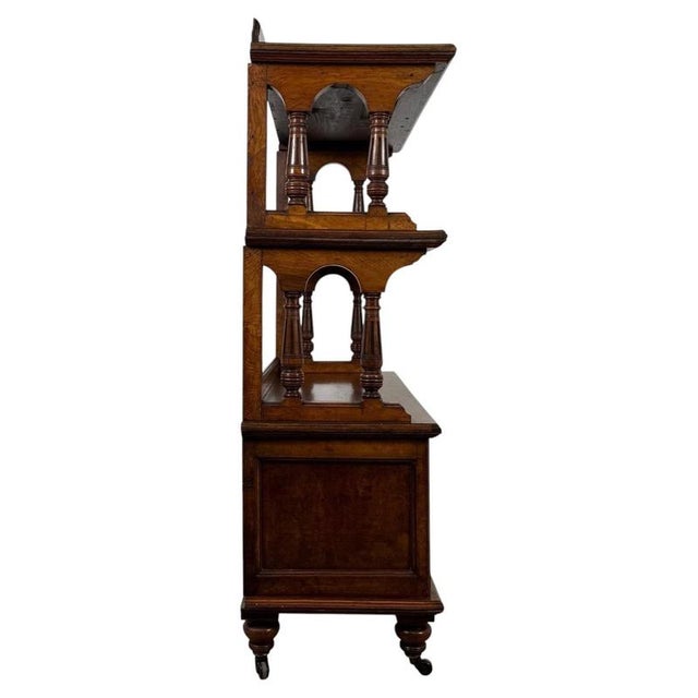 19th Century English Victorian Burr Walnut Cupboard with Shelves For Sale - Image 4 of 11