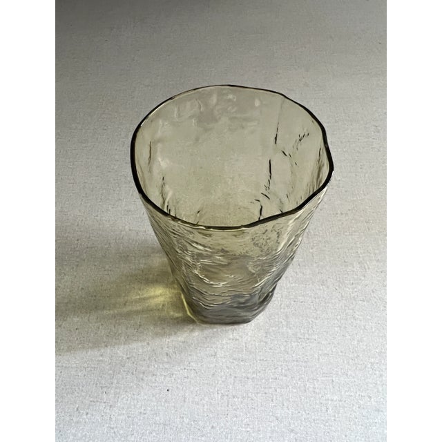 Glass Late 20th Century Tall Yellow Textured Tumbler Glasses - Set of 12 For Sale - Image 7 of 10