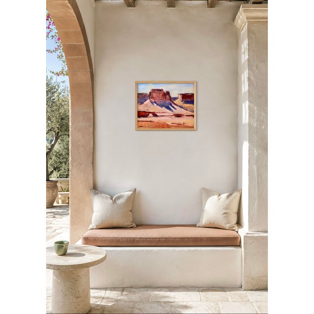 Textile Southwestern Adobe Shadows - Desertscape Oil Painting Landscape For Sale - Image 7 of 12