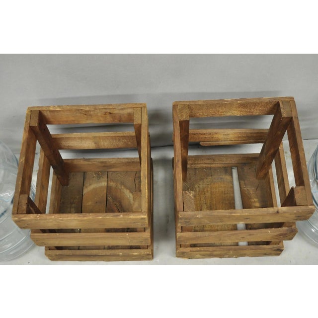 Vintage Great Bear Clear 5 Gallon Glass Carboy Jug in Wooden Crate - Pair For Sale - Image 11 of 16