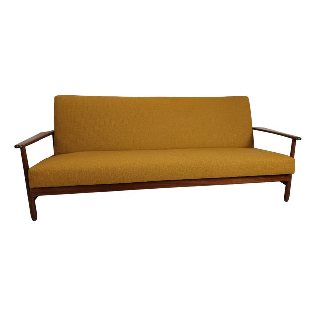 Scandinavian Mustard Bench Sofa, 1960s For Sale