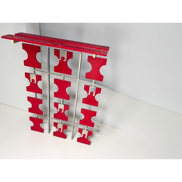 Vintage Space Age Wall Coat Rack in Red with Hat Shelf, 1960s For Sale - Image 9 of 18