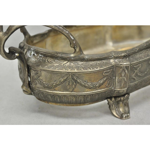 Vintage French Louis XVI Baroque Style Bronze Planter Centerpiece Bowl Dish For Sale - Image 13 of 18