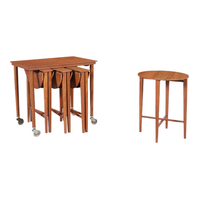 Danish Modern Teak Nesting Table by Carlo Jensen for Poul Hundevad, 1960s For Sale
