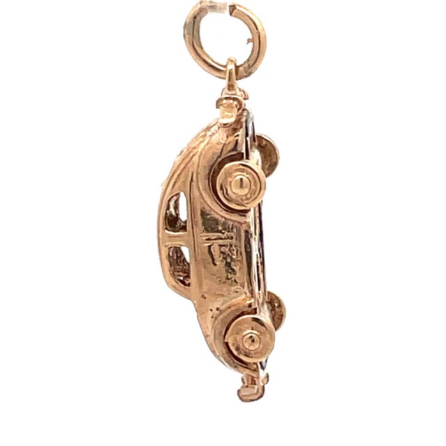 Vintage 14k Yellow Gold Vw Beetle Car Charm Pendant For Sale - Image 4 of 7