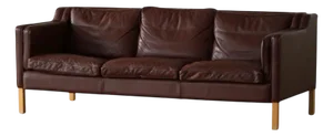 Mid-Century 3-Seater Sofa in Brown Leather from Stouby Møbelfabrik, 1970s