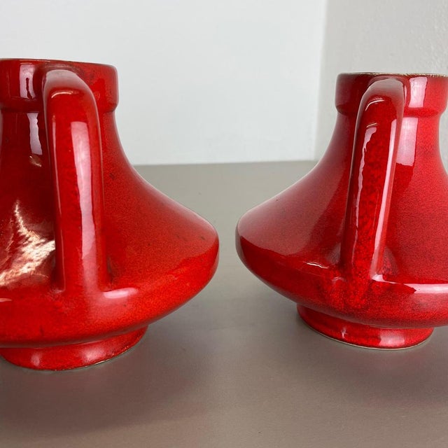 Red-Glaze Fat Lava UFO Vases from Jopeko, Germany, 1970s, Set of 2 For Sale - Image 12 of 18