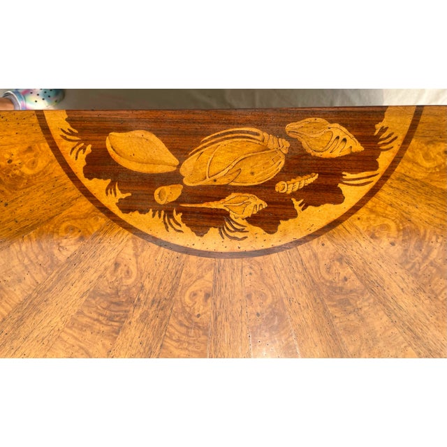 Traditional Burl Sunburst Inlay Wood Demi-Lune Chest of Drawers Commode For Sale - Image 11 of 12