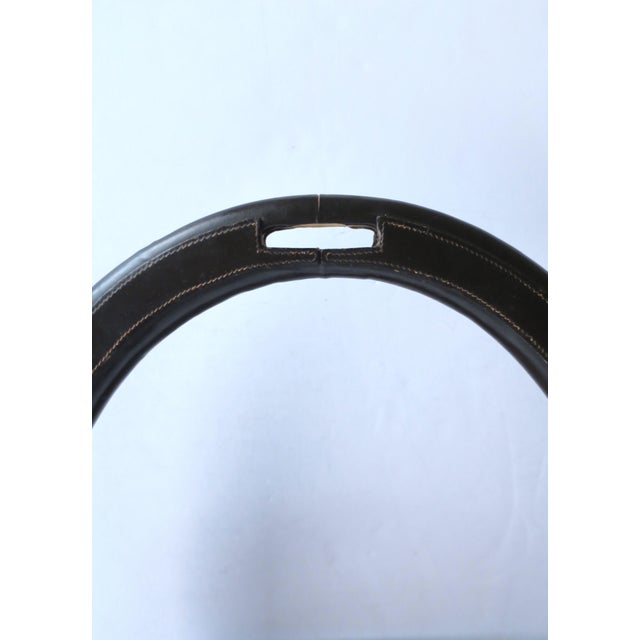 Gucci Attrib. Italian Leather Brass Bit Magazine Mail Holder For Sale - Image 11 of 12