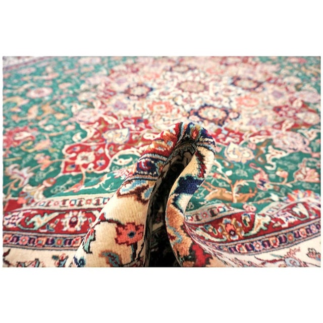 Antique Persian Tabriz Wool 9x12 Green & Ivory Handmade Area Rug #1143223 For Sale - Image 9 of 9