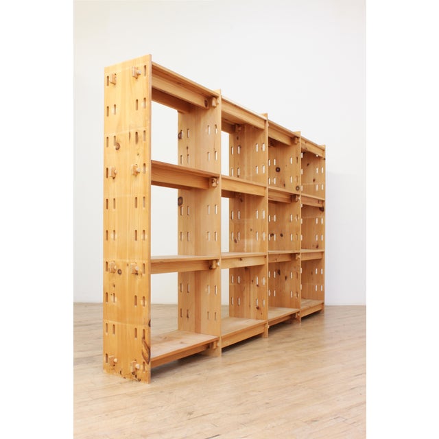 Vintage Functionalist shelves with wedge joints in solid kiln dried pine. These are modular units with adjustable shelves....