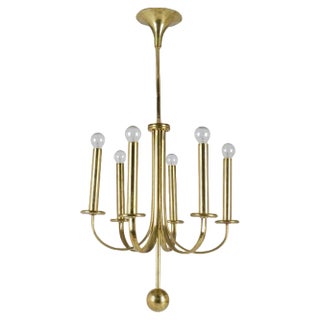 Minimal Brass Chandelier, 1960s For Sale