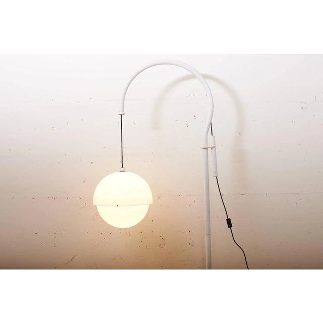 Model 4055 Height-Adjustable Floor Lamp in White Metal with Plastic Hemisphere Shade by Luigi Bandini Buti for Kartell,...