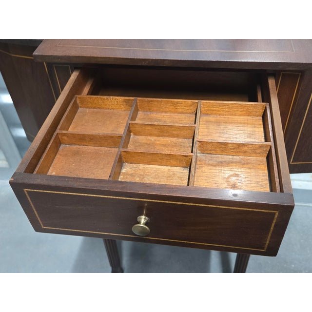 Early 20th Century Federal Style Inlaid Mahogany Sewing Table Cabinet For Sale - Image 4 of 12