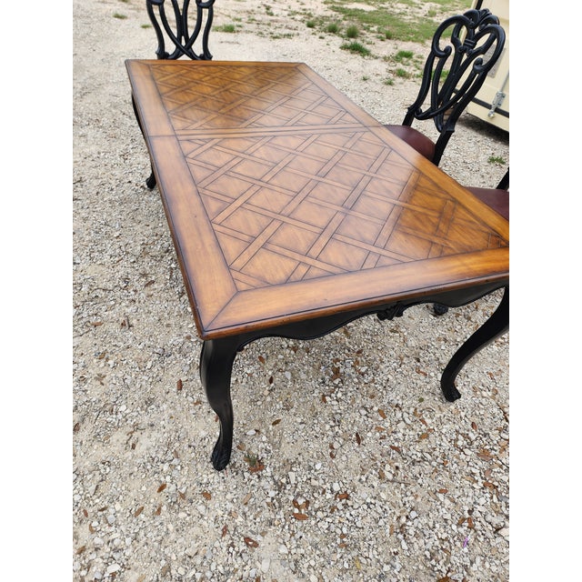 1990s Rustic European Style Dining Table With Concealed Leaf For Sale - Image 5 of 6