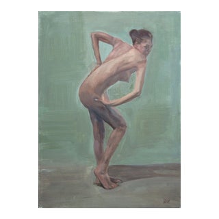 Nude Figure Study, Standing Female Figure With Sage Green by M. Z. Murphy For Sale