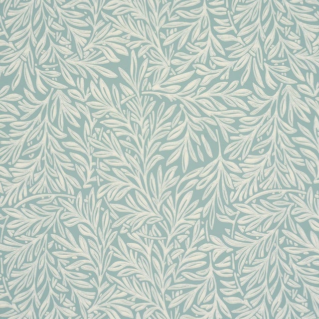 Contemporary SAMPLE - Schumacher Willow Leaf Wallpaper In Aqua For Sale - Image 3 of 4