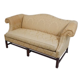 Hickory Chair Co Gold Damask Upholstered Chippendale Sofa For Sale