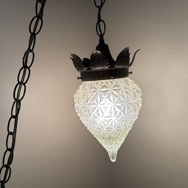 Vintage Italian Style Pineapple Cut Glass Pendant Light For Sale - Image 12 of 12