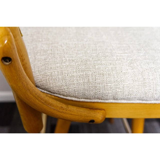 Wood 1995 Bentwood Swivel Barstools Reupholstered - A Pair For Sale - Image 7 of 7