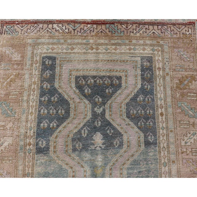 Persian Hand Knotted Hamadan Wool Runner With Geometric Design Unique Design 3'3 X 9'10 For Sale - Image 10 of 12