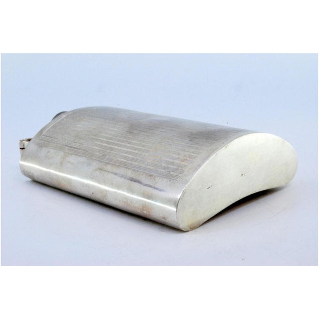 Whiskey Flask in Guilloche Silver with Monogram Coat of Arms and Screw Cap For Sale - Image 6 of 9