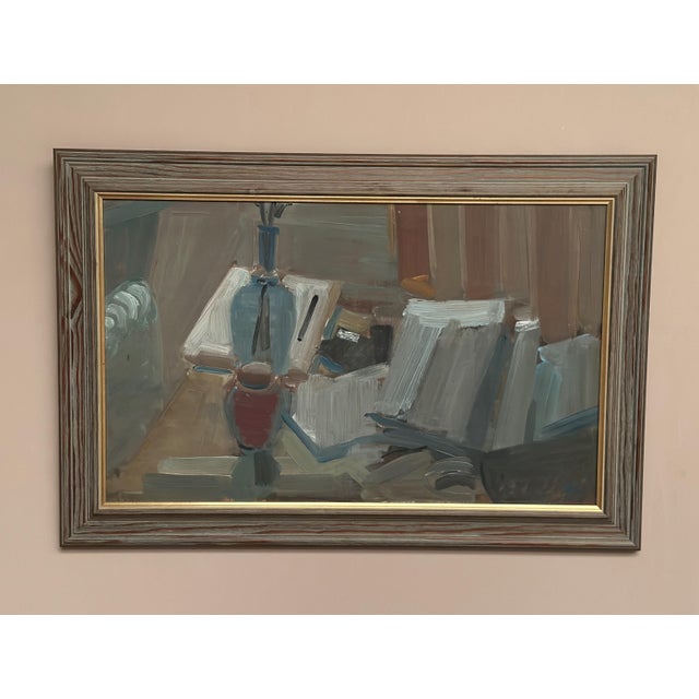 Gösta Stawåsen, Vase and Books, 1950s, Oil on Canvas, Framed For Sale - Image 7 of 13