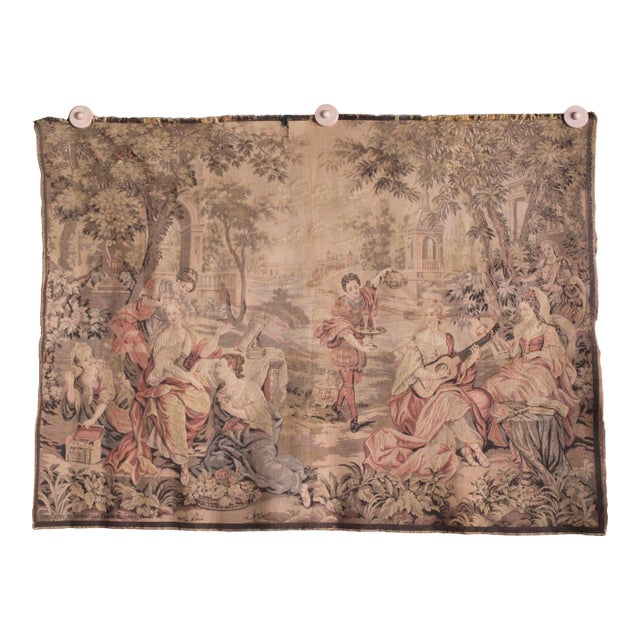 Antique 1920s or Earlier Garden Scene Tapestry in the Style of Rubens For Sale