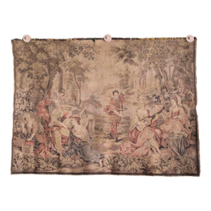 Antique 1920s or Earlier Garden Scene Tapestry in the Style of Rubens