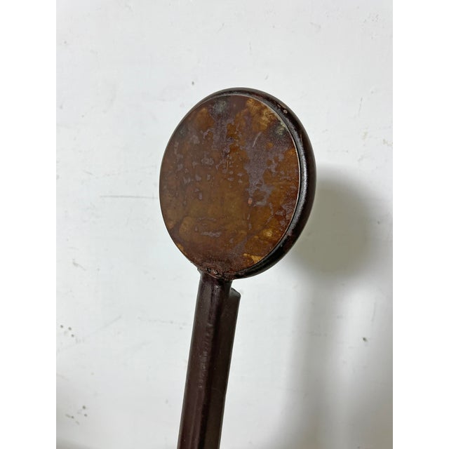 C. 1980s Sculptural Wrought Iron and Leather Bar Stools, Brazil - Set/3 For Sale - Image 13 of 13