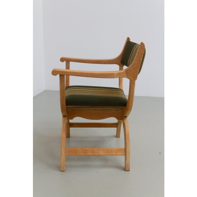 Danish Kurul Armchair in Oak and Striped Green Wool by Henning Kjærnulf, 1960s For Sale - Image 15 of 18