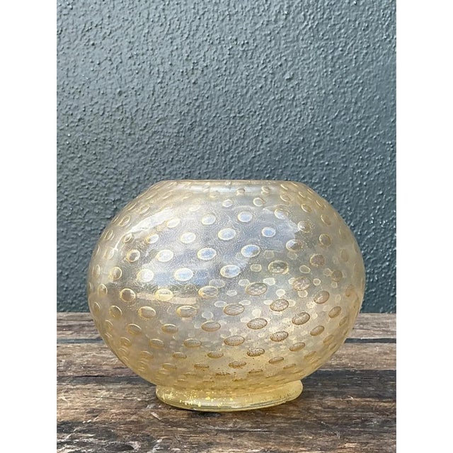 Murano Vintage Gold Flecked Glass Bowl After Murano For Sale - Image 4 of 12
