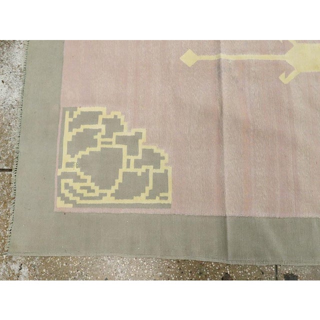 Mauve Mid-20th Century Handmade Indian Flatweave Dhurrie Runner For Sale - Image 8 of 10