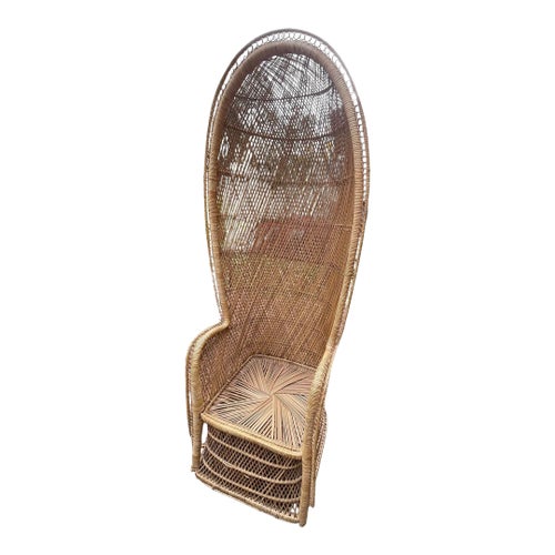 Vintage Peacock Chair Boho Accent Chair Wicker Canopy Peacock