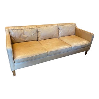 West Elm Hamilton Leather Sofa For Sale