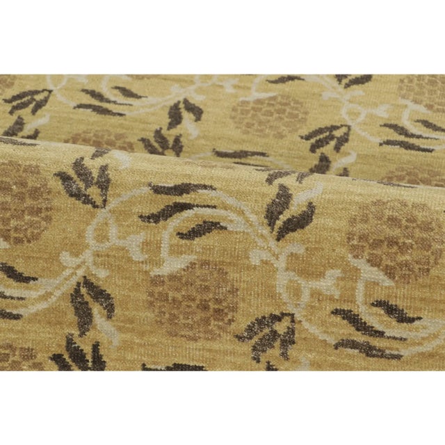 Contemporary Block Print Floral Wool Runner by Rug & Kilim, India For Sale In New York - Image 6 of 7