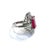 Bochic "Orient" Emerald Cut Ruby & White Topaz Ring Set In 18K Gold & Silver For Sale - Image 4 of 18