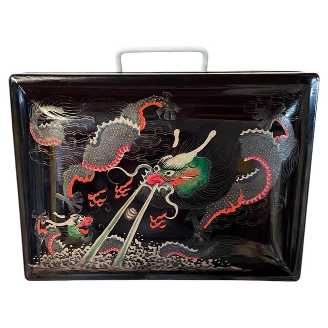 Antique Chinese Foochow Lacquer Box with Dragons, 1900 For Sale - Image 6 of 6
