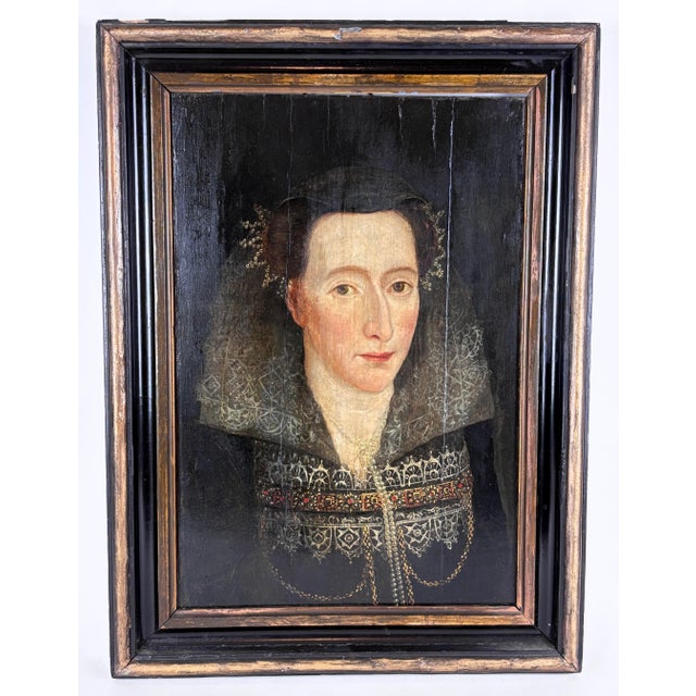 Renaissance Late 16th Century Elizabethan Portrait of a Woman in Pearls For Sale - Image 3 of 6