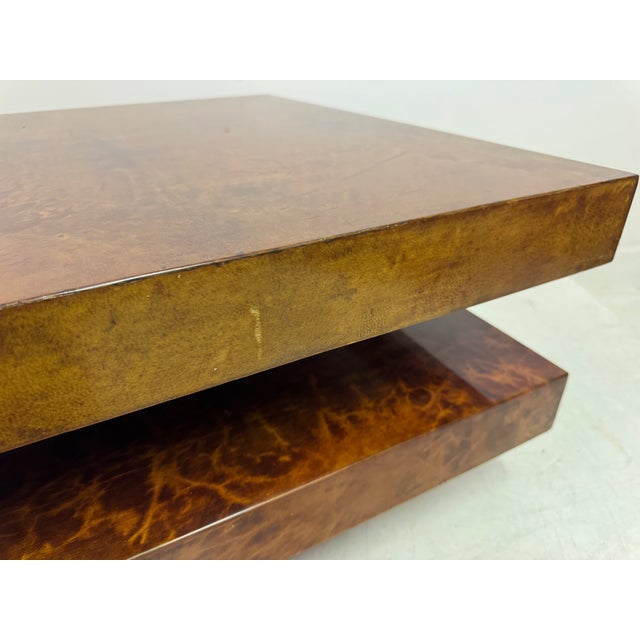 Brown Lacquered Goatskin Sliding Coffee Table, Italy, 1970s For Sale - Image 12 of 18