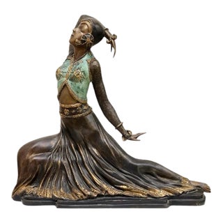 Early 20th Century Art Deco Styled After Dimitri Chiparus “Clara” Bronze Dancer Sculpture For Sale