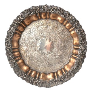 Antique Sheffield Plate Serving Tray For Sale