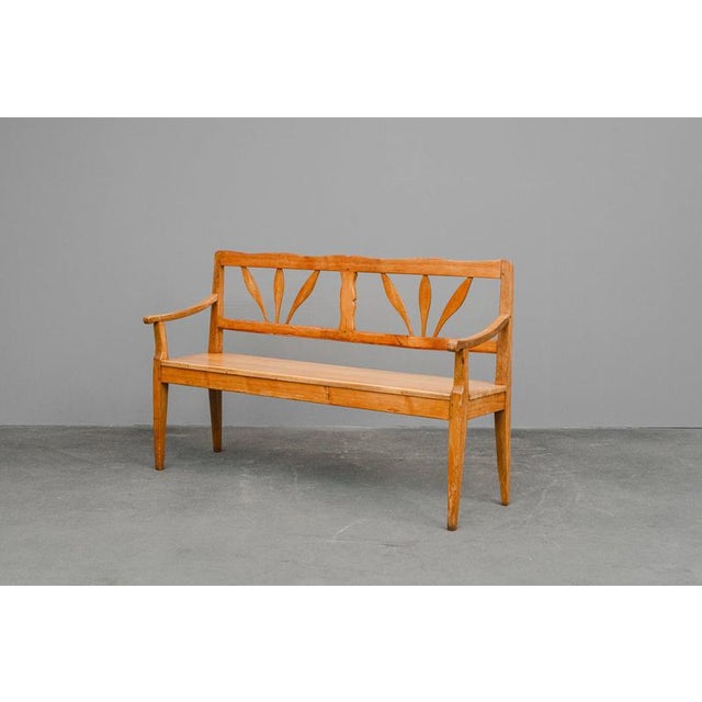 Biedermeier Oak and Pine Bench, Early 19th Century For Sale - Image 3 of 14