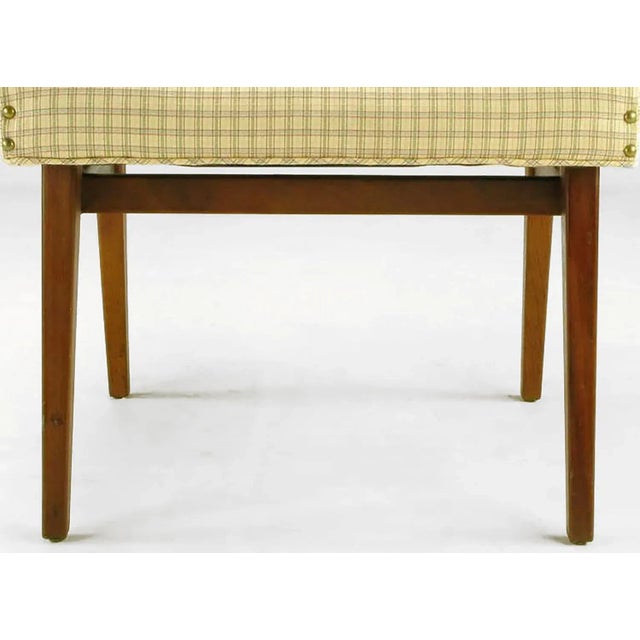 Wood Carved Walnut & Upholstered Arm Chairs After Wormley - a Pair For Sale - Image 7 of 10