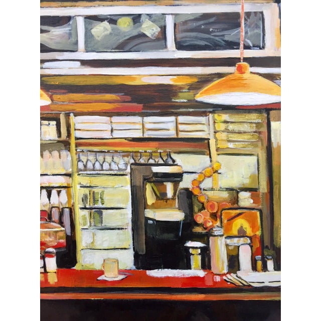 American Diner Still Life Painting by Leading British Urban Landscape Artist For Sale - Image 9 of 13